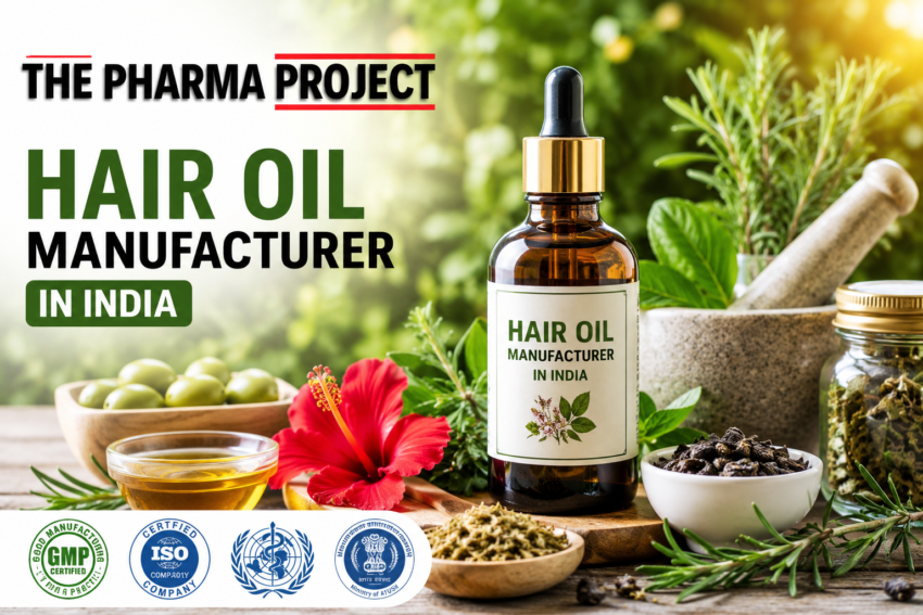 Hair oil manufacturer in India with herbal ingredients, filling line and premium private label bottles